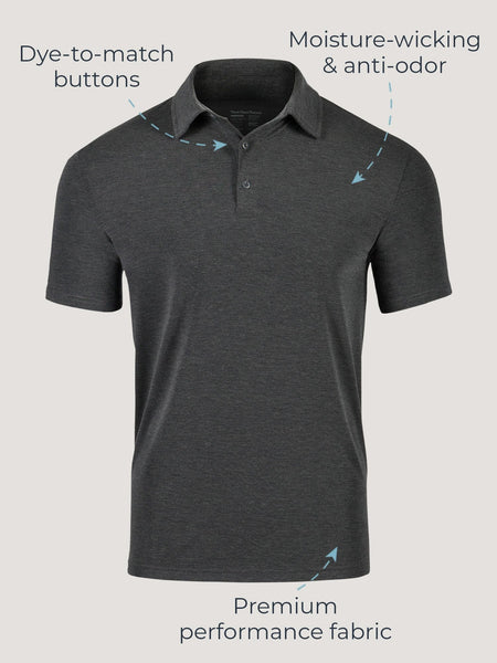 Charcoal Performance Polo Infographic | Fresh Clean Threads