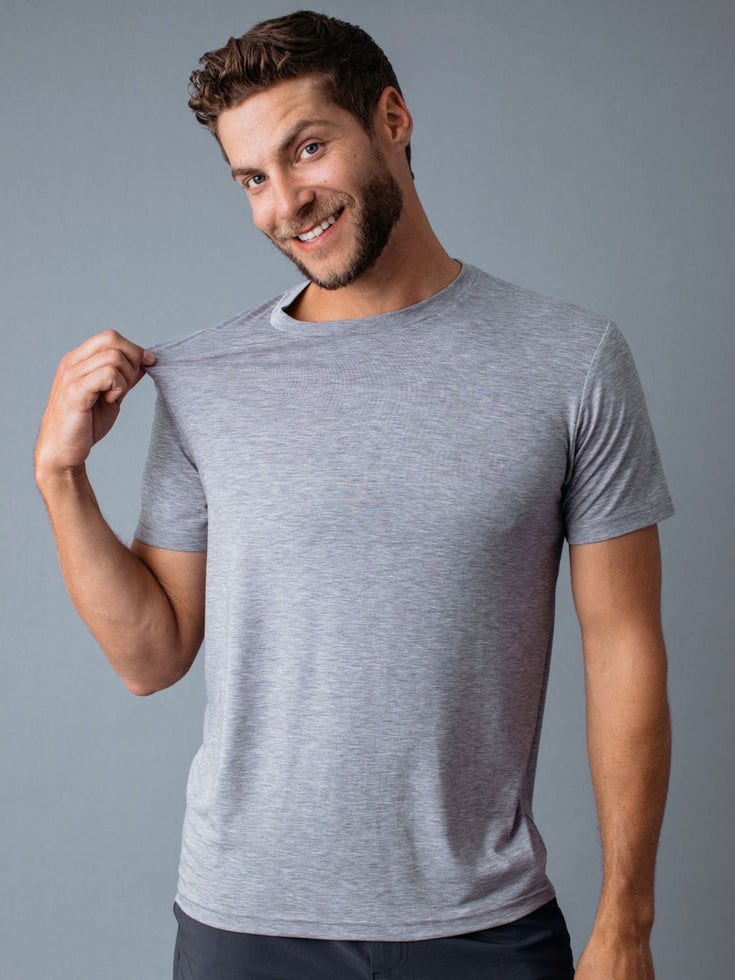 Men's Heather Grey Performance Crews | Fresh Clean Threads