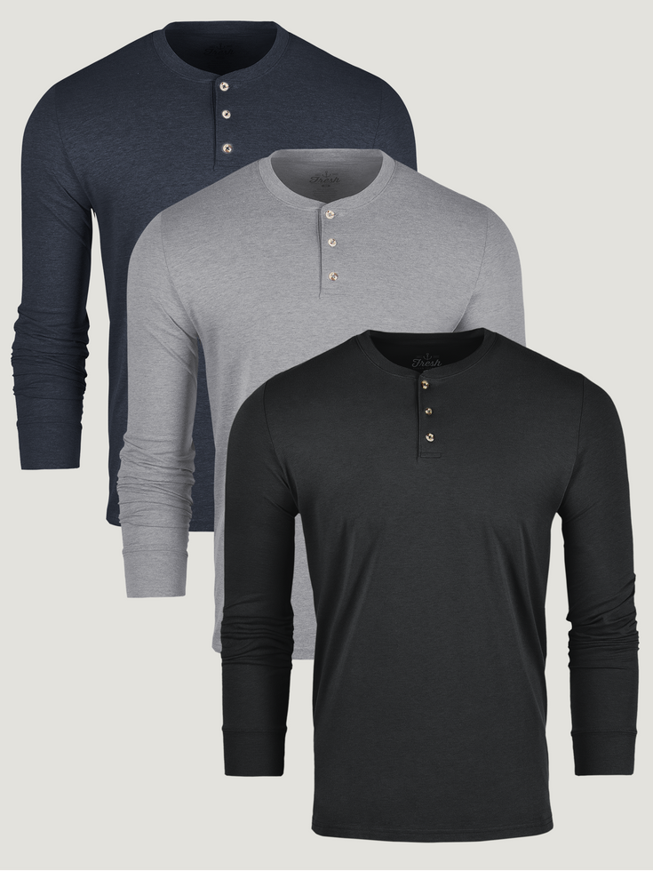   Essentials Men's Slim-Fit Long-Sleeve Henley Shirt,  Black, Small : Clothing, Shoes & Jewelry