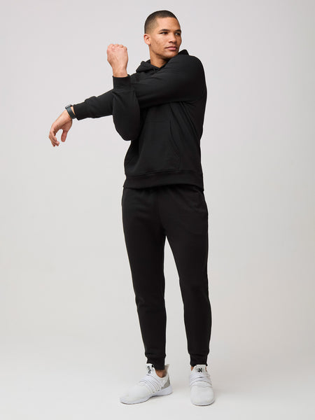 Roomy, relaxed fit for ease in movement # Men's Black Pullover Hoodie Now Available in a New Fit