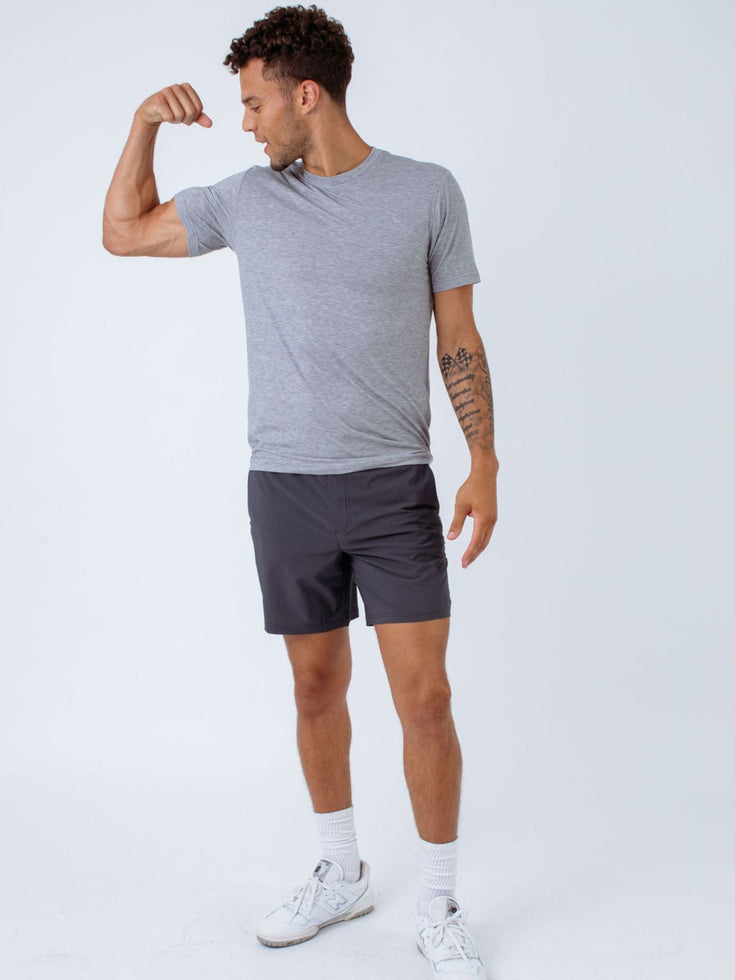 Men's Activewear | Heather Grey Performance Crew | Fresh Clean Threads