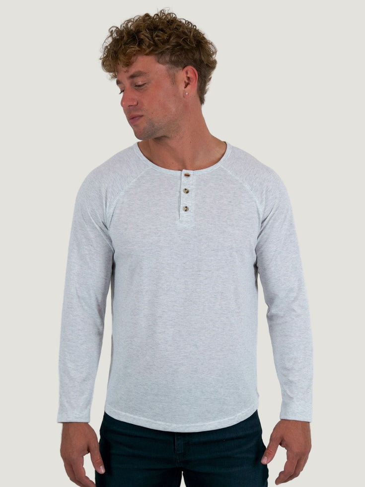 Elainilye Fashion Shirts For Men Henley Solid Print Long-Sleeve Shirt Basic  Tee Long Sleeve Shirt Top Blouses 